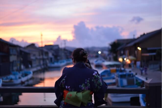 着物で内川をフォトさんぽ